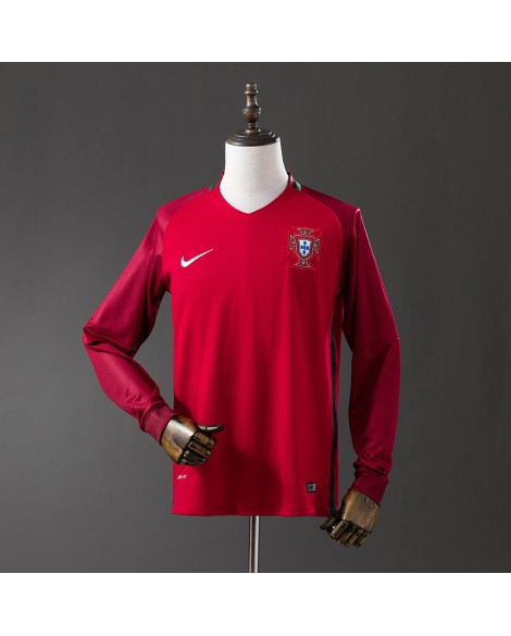Portugal Retro-Heimtrikot 2016 mit langen Ärmeln