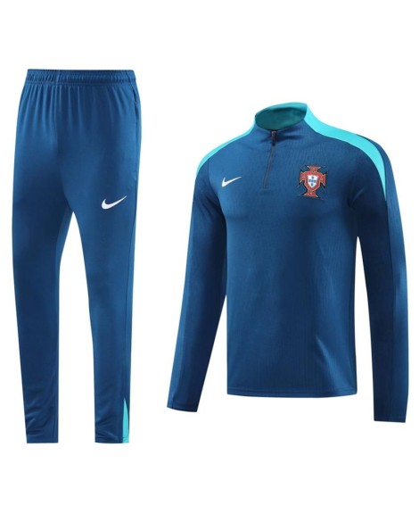 Portugal-Sweatshirt-Set mit Reißverschluss (Oberteil + Hose) blau 2024/25