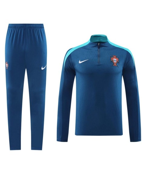 Portugal-Sweatshirt-Set mit Reißverschluss (Oberteil + Hose) blau 2024/25