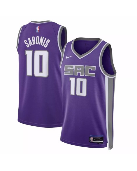 Herren Swingman Sacramento Kings Domantas Sabonis 2022/23 Lila Nr. 10 Trikot. Icon Version
