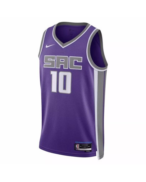 Herren Swingman Sacramento Kings Domantas Sabonis 2022/23 Lila Nr. 10 Trikot. Icon Version