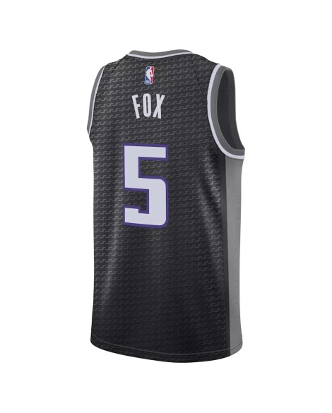 Aaron Fox Sacramento Kings Swingman 2022/23 Men's Black No. 5 Shirt für Herren.