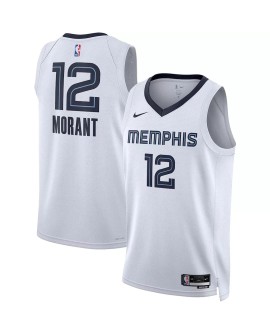 Herren Nike White 2022/23 Memphis Grizzlies Ja Morant No. 12 Swingman Trikot mit Assoziation Edition