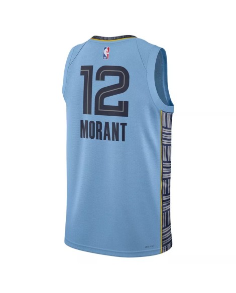 Ja Morant Memphis Grizzlies No. 12 Jordan Brand 2022/23 Men's Hellblau Swingman Shirt für Herren.
