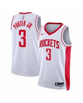 Herren Nike White 2022/23 Kevin Porter Jr. 3 Houston Rockets Swingman Trikot mit Association Edition