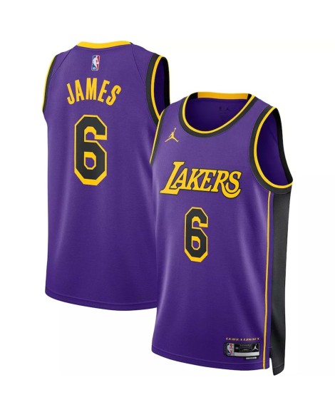 Herren 2022/23 Los Angeles Lakers LeBron James #6 Jordan Brand Purple Swingman Trikot – Statement Edition