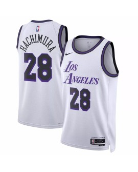 Herren Nike Weiß 2022/23 Los Angeles Lakers Rui Hachimura No. 28 Swingman Trikot mit City Edition