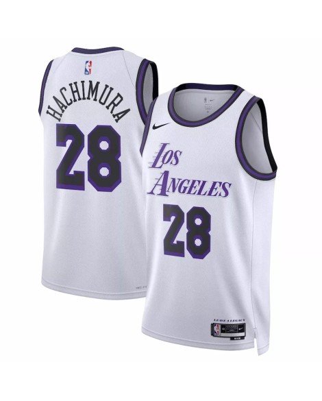 Herren Nike Weiß 2022/23 Los Angeles Lakers Rui Hachimura No. 28 Swingman Trikot mit City Edition