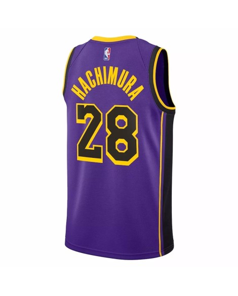 Herren Los Angeles Lakers Rui Hachimura No. 28 Jordan Brand Lila 2022/23 Swingman Trikot mit Reißverschluss