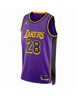 Herren Los Angeles Lakers Rui Hachimura No. 28 Jordan Brand Lila 2022/23 Swingman Trikot mit Reißverschluss