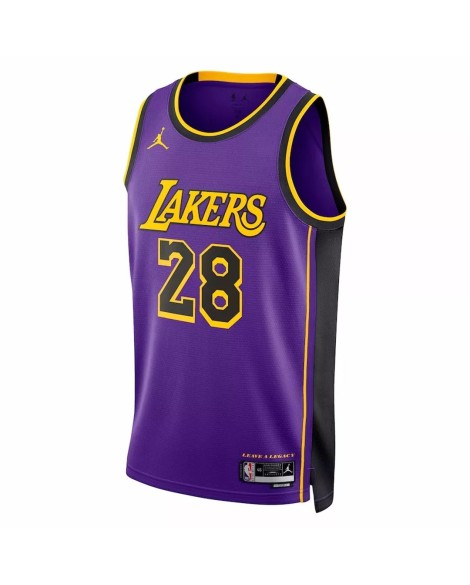 Herren Los Angeles Lakers Rui Hachimura No. 28 Jordan Brand Lila 2022/23 Swingman Trikot mit Reißverschluss