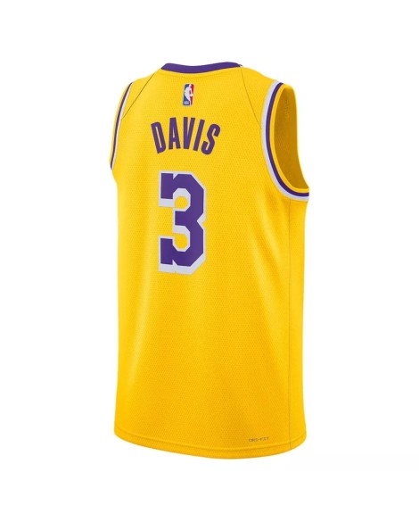 Herren Nike Gold 2022/23 Los Angeles Lakers Anthony Davis No. 3 Swingman Trikot mit Icon Version