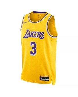 Herren Nike Gold 2022/23 Los Angeles Lakers Anthony Davis No. 3 Swingman Trikot mit Icon Version