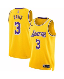 Herren Nike Gold 2022/23 Los Angeles Lakers Anthony Davis No. 3 Swingman Trikot mit Icon Version