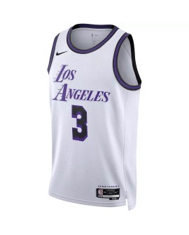 Herren Nike Weiß 2022/23 Los Angeles Lakers Anthony Davis No. 3 Swingman Trikot mit City Edition