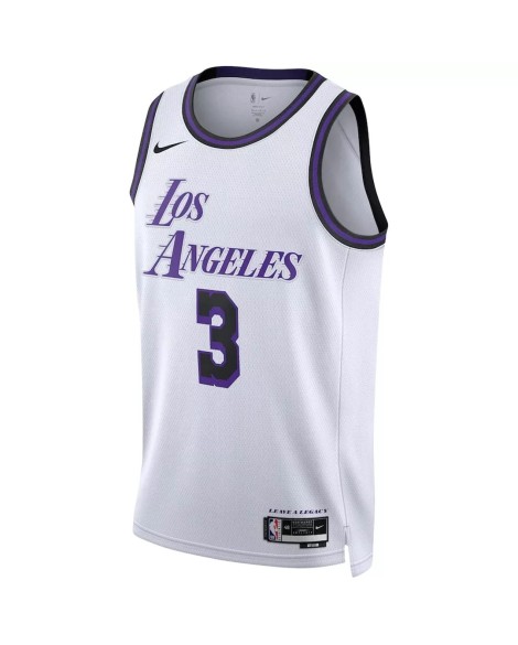 Herren Nike Weiß 2022/23 Los Angeles Lakers Anthony Davis No. 3 Swingman Trikot mit City Edition