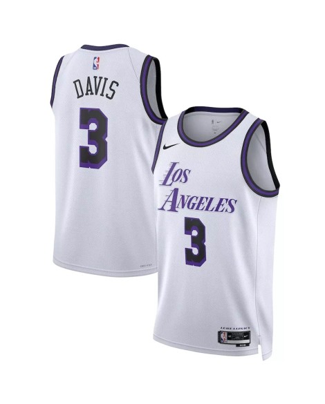 Herren Nike Weiß 2022/23 Los Angeles Lakers Anthony Davis No. 3 Swingman Trikot mit City Edition