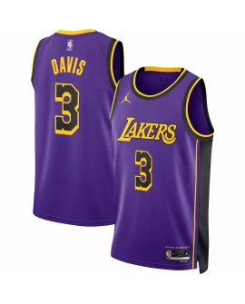 Los Angeles Lakers 2022/23 Jordan Brand Lila Roland Anthony Davis No. 3 Herren Swingman Shirt mit Disclaimer Edition