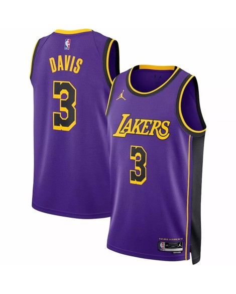 Los Angeles Lakers 2022/23 Jordan Brand Lila Roland Anthony Davis No. 3 Herren Swingman Shirt mit Disclaimer Edition