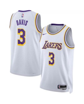 Nike Herren Nike White 2022/23 Los Angeles Lakers Anthony Davis No. 3 Swingman Shirt mit Association Edition
