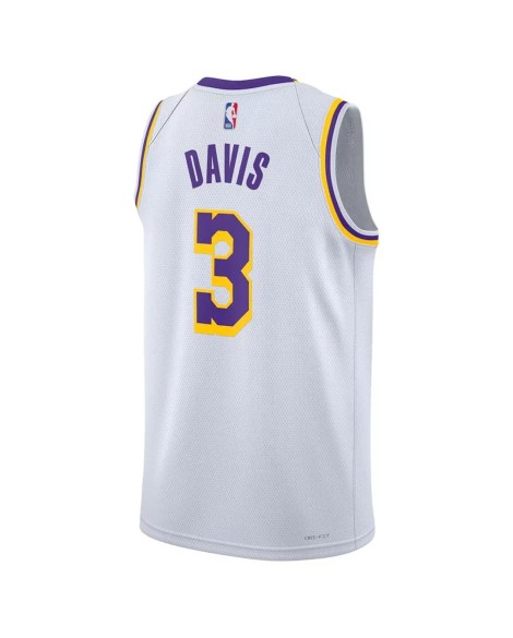Nike Herren Nike White 2022/23 Los Angeles Lakers Anthony Davis No. 3 Swingman Shirt mit Association Edition
