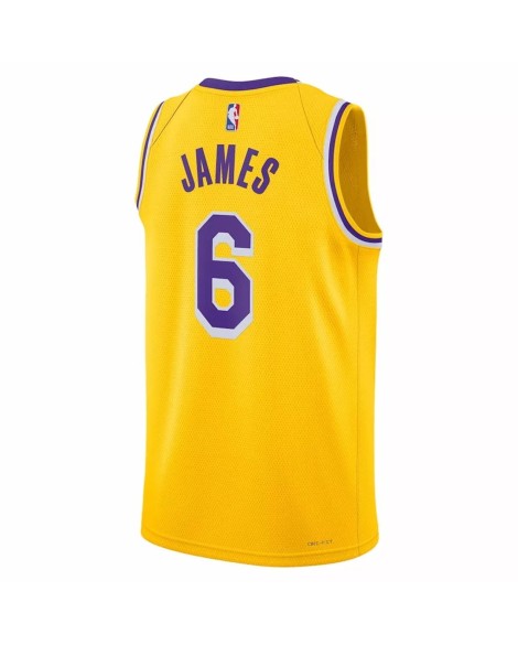 Los Angeles Lakers LeBron James No. 6 Herren Nike Gold 2022/23 Swingman Shirt mit Icon Edition