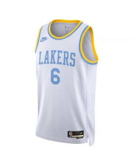 Nike Weiß 2022/23 Herren Los Angeles Lakers LeBron James No. 6 Swingman Shirt mit Classic Edition