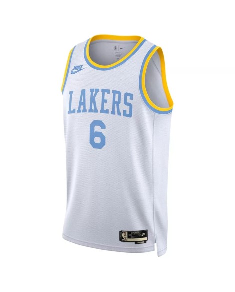 Nike Weiß 2022/23 Herren Los Angeles Lakers LeBron James No. 6 Swingman Shirt mit Classic Edition