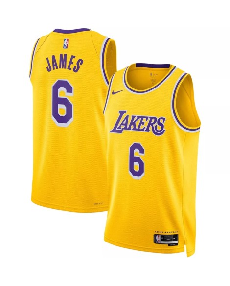 Los Angeles Lakers LeBron James No. 6 Herren Nike Gold 2022/23 Swingman Shirt mit Icon Edition