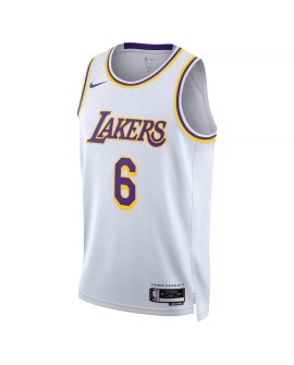 Nike Weiß 2022/23 Herren Los Angeles Lakers LeBron James No. 6 Swingman Shirt mit Assoziation Edition