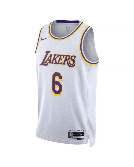 Nike Weiß 2022/23 Herren Los Angeles Lakers LeBron James No. 6 Swingman Shirt mit Assoziation Edition