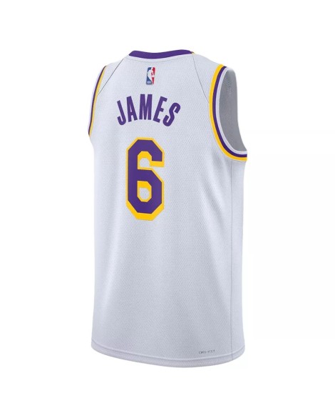 Nike Weiß 2022/23 Herren Los Angeles Lakers LeBron James No. 6 Swingman Shirt mit Assoziation Edition