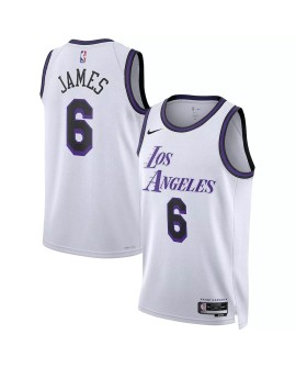 Los Angeles Lakers LeBron James No. 6 Herren Nike Weiß 2022/23 Swingman Shirt mit City Edition