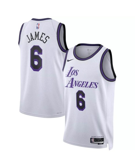Los Angeles Lakers LeBron James No. 6 Herren Nike Weiß 2022/23 Swingman Shirt mit City Edition
