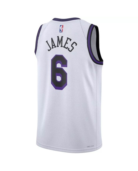Los Angeles Lakers LeBron James No. 6 Herren Nike Weiß 2022/23 Swingman Shirt mit City Edition