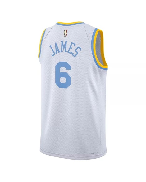 Nike Weiß 2022/23 Herren Los Angeles Lakers LeBron James No. 6 Swingman Shirt mit Classic Edition