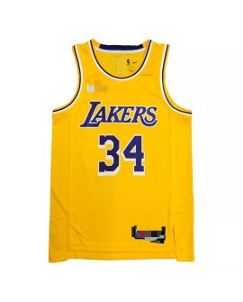 Los Angeles Lakers Shaquille O'Neal Swingman Herren No. 34 Gold Medal 2021 Diamond Shirt mit Icon Edition