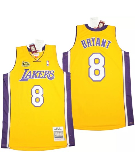 Los Angeles Lakers Mitchell&Ness Nr. 8 Kobe Bryant gelbes Hartholztrikot, 1999-00 Heimfinale