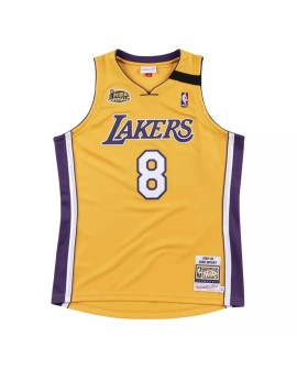 Los Angeles Lakers Mitchell&Ness Nr. 8 Kobe Bryant gelbes Hartholztrikot, 1999-00 Heimfinale