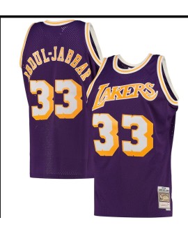 Herren Los Angeles Lakers No. 33 Kareen Abdul Jabbar Lila Swingman Trikot mit Haftungsausschluss Edition