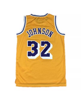 Los Angeles Lakers Mitchell&Ness Herren Magic Johnson No. 32 Jersey, gelb 84-85, klassisches Hartholz Jersey
