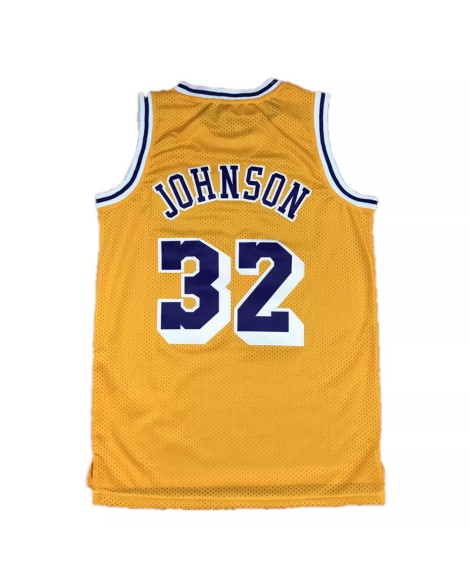 Los Angeles Lakers Mitchell&Ness Herren Magic Johnson No. 32 Jersey, gelb 84-85, klassisches Hartholz Jersey