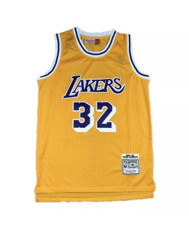 Los Angeles Lakers Mitchell&Ness Herren Magic Johnson No. 32 Jersey, gelb 84-85, klassisches Hartholz Jersey