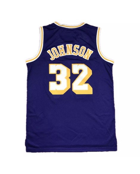 Mitchell&Ness Herren Los Angeles Lakers Magic Johnson No. 32 Jersey lila 84-85 Hartholz Klassiker