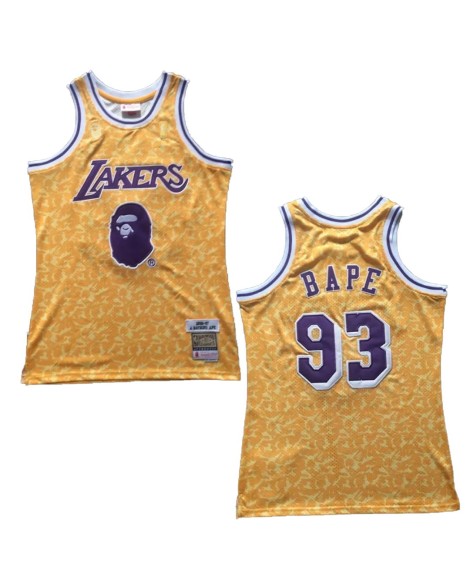 Bape x Mitchell&Ness Lakers ABC Swingman Gelb Basketball Shirt