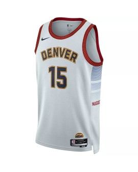 Denver Nuggets Nikola Jokic No. 15 Herren Nike 22/23 Weiß Swingman Shirt mit City Edition