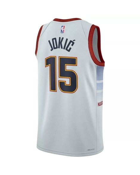 Denver Nuggets Nikola Jokic No. 15 Herren Nike 22/23 Weiß Swingman Shirt mit City Edition