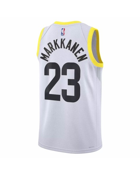 Herren Nike White 2022/23 Utah Jazz Lauri Markkanen No. 23 Swingman Trikot mit Association Edition