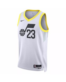 Herren Nike White 2022/23 Utah Jazz Lauri Markkanen No. 23 Swingman Trikot mit Association Edition