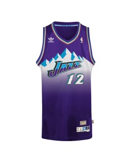 Herren NBA Utah Jazz John Stockton No. 12 Adidas Purple 1996/97 Swingman Trikot